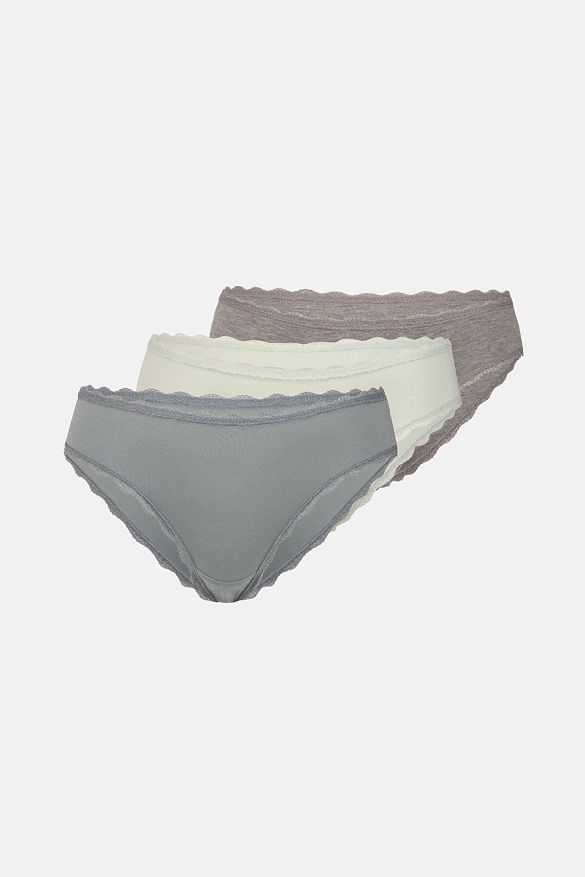 Dagi Kadın Dantel Detaylı Hipster Külot 3'lü - Mint/Yeşil