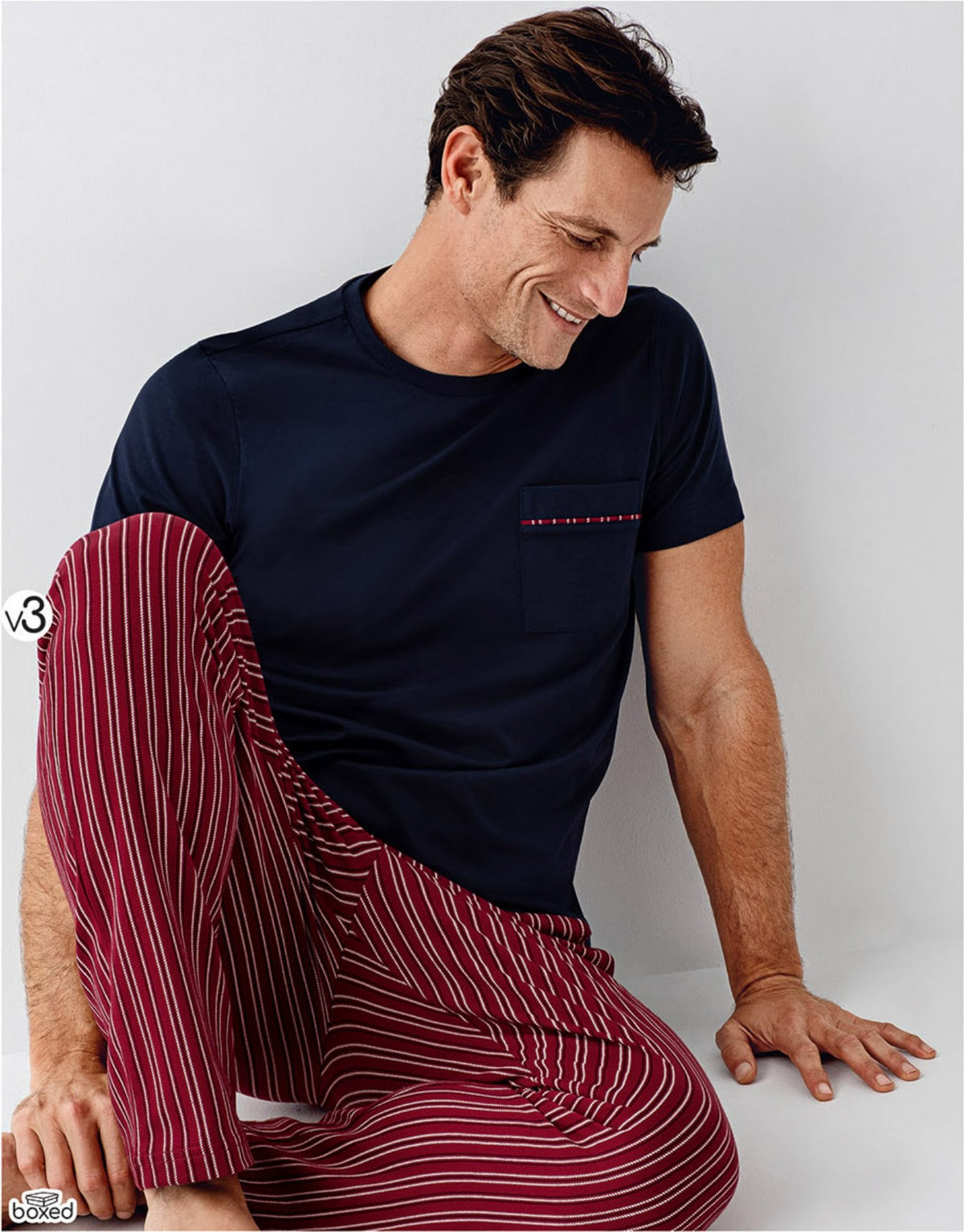 Arnetta Erkek Kısa Kollu Cepli Pijama Takımı - Lacivert