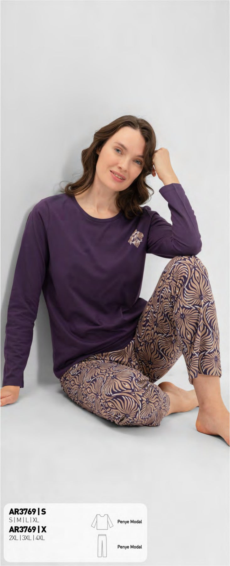 Arnetta Kadın Uzun Kollu Pijama Takımı - Mor