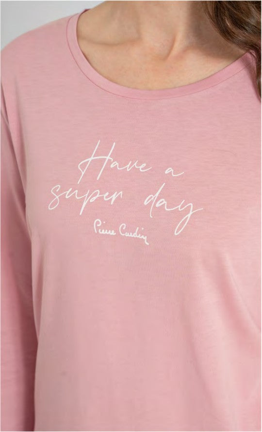 Pierre Cardin Kadın Baskılı Uzun Kollu Pijama Takımı - Pembe