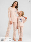 RolyPoly Kız Çocuk 3-9 Yaş Baskılı Uzun Kollu Pijama Takımı - Pudra