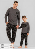 RolyPoly Erkek Çocuk 3-9 Yaş Baskılı Uzun Kollu Pijama Takımı - Gri
