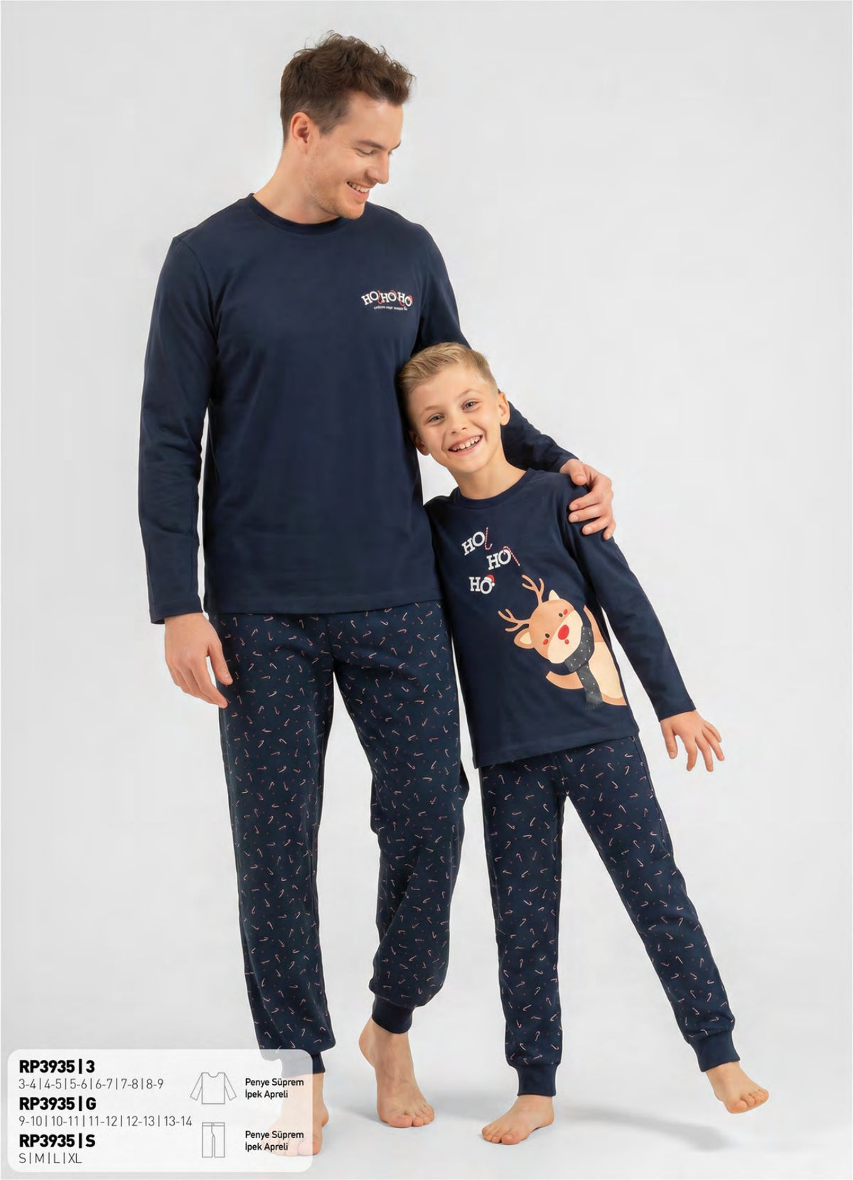 RolyPoly Erkek Çocuk Yılbaşı Temalı Uzun Kollu Pijama Takımı - Lacivert