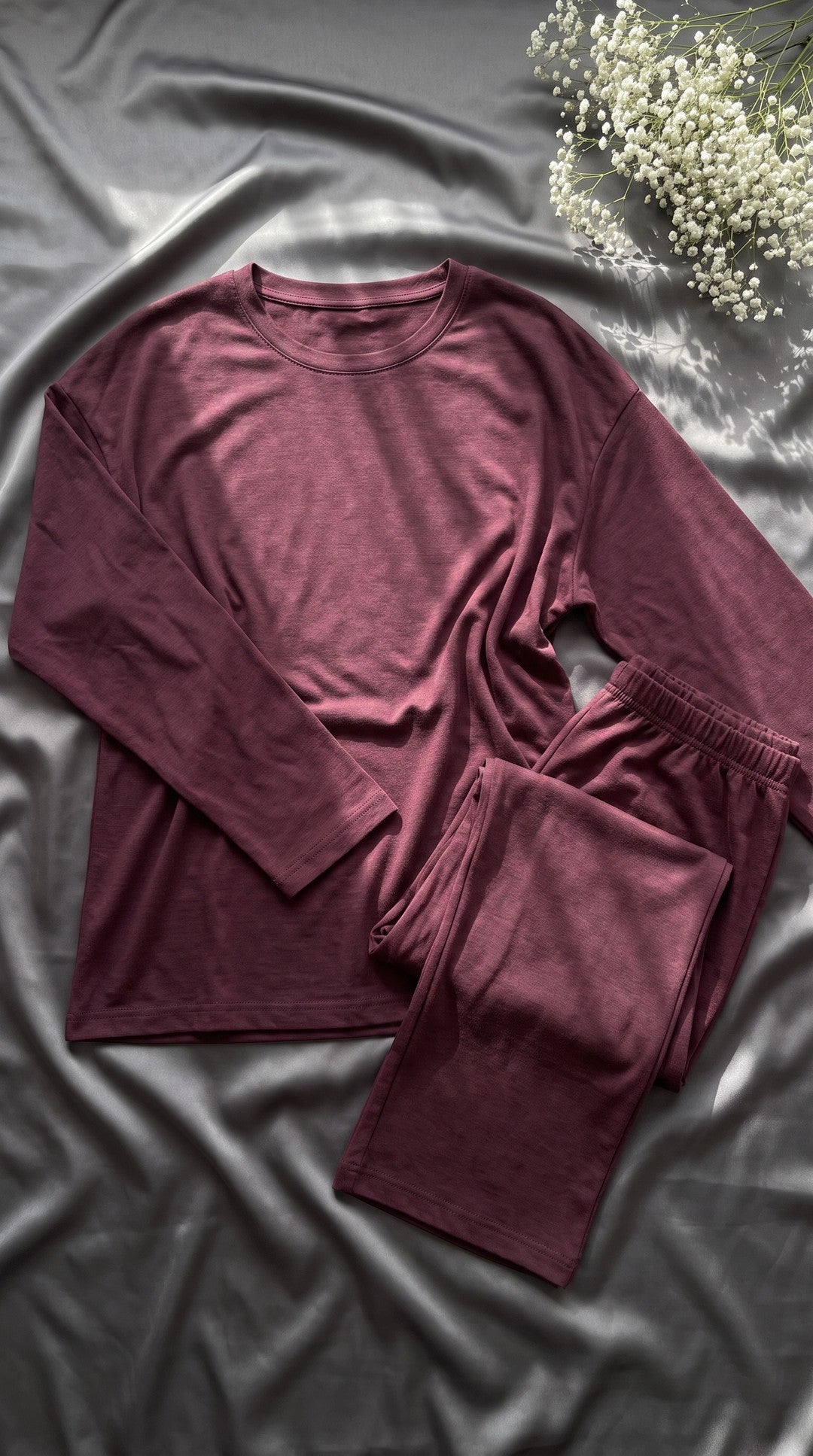Pierre Cardin Kadın Uzun Kollu Düz Pijama Takımı - Mürdüm